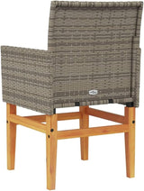 Patio Chairs with Cushions 2 pcs Gray Poly Rattan&Solid Wood Sillas para Patio Lawn Chairs for Dining Table Garden - Photo 8