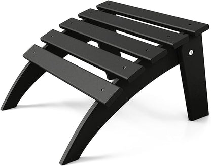 FOOWIN Folding Adirondack Ottoman, HDPE All Weather Adirondack Footrests, Ottoman for Adirondack Chair,Patio Footstool for Outside Easy Storage,for Patio, Backyard, Porch, Garden, Black