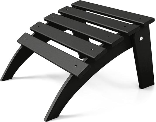 FOOWIN Folding Adirondack Ottoman, HDPE All Weather Adirondack Footrests, Ottoman for Adirondack Chair,Patio Footstool for Outside Easy Storage,for Patio, Backyard, Porch, Garden, Black
