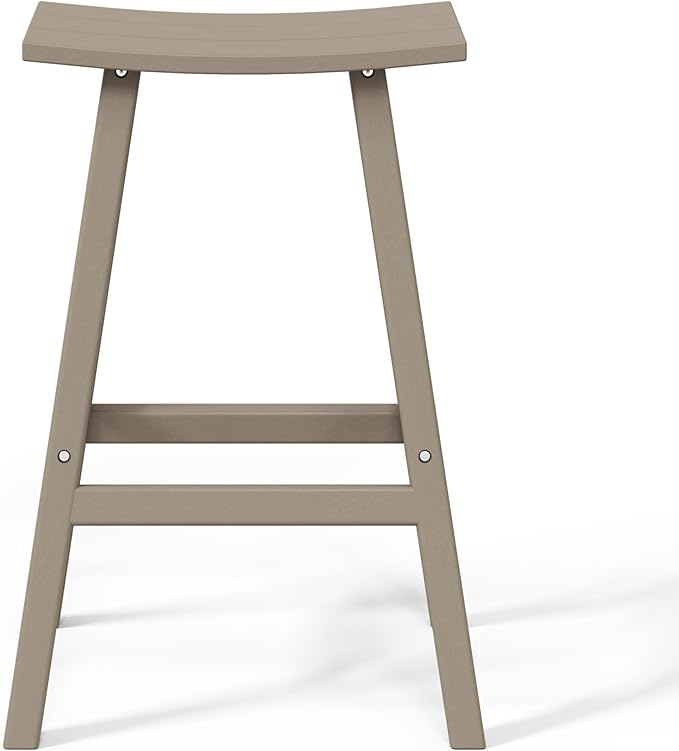 WestinTrends Malibu 29 Inch Outdoor Bar Stools, All Weather Resistant Poly Lumber Adirondack Bar Height Stools, Weathered Wood