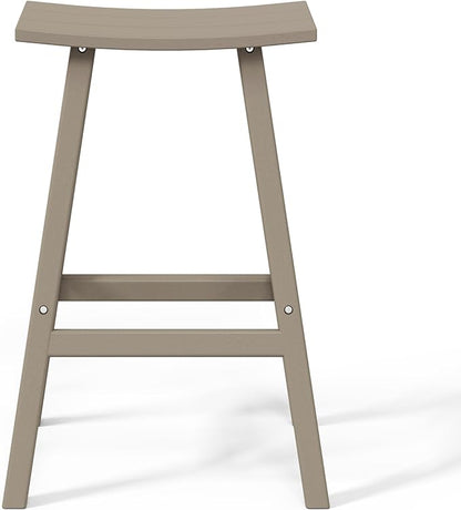 WestinTrends Malibu 29 Inch Outdoor Bar Stools, All Weather Resistant Poly Lumber Adirondack Bar Height Stools, Weathered Wood