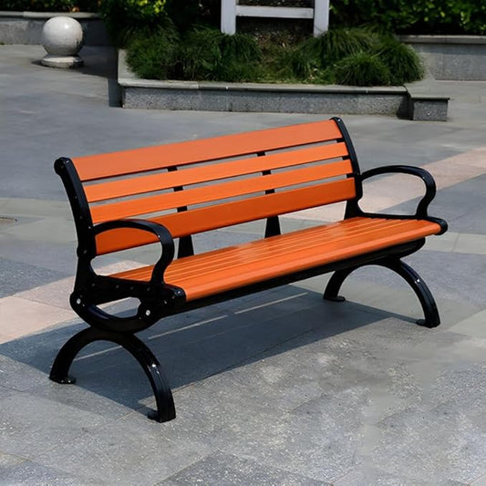 LITFAD Wooden Outdoor Bench Garden Bench with Backrest and Armrest Outdoor Furniture Park Bench for Patio, Lawn, Balcony, Yard, Porch-59 L x 16" W x 29" H,Dark Brown