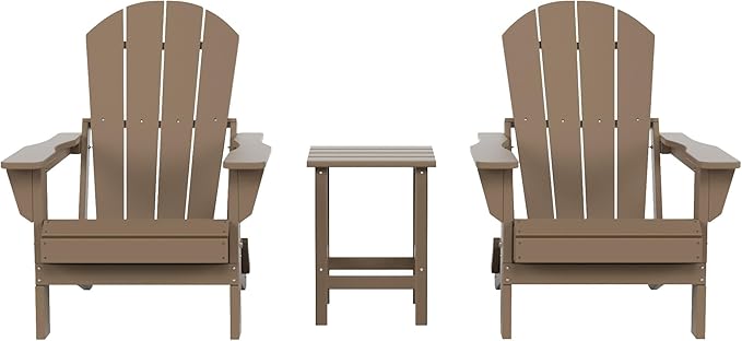 Costaelm 3 piece Patio Set, Outdoor Modern Adirondack Table and Chairs - Photo 1