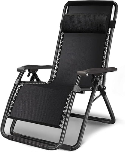 Outdoor Padded Lounge Chair Folding Outdoor Patio Recliner, Anti Gravity Lounger for Backyard w/Headrest, Cup Holder, Side Tray
