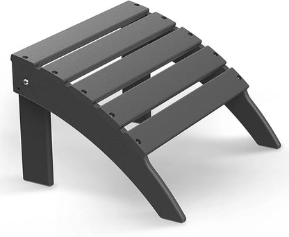 Briopaws Folding Adirondack Ottoman, 19.7W x 18.5L x 13H Inch, HDPE All Weather Adirondack Chair Footrest, Plastic Footstool for Deck Backyard Patio Outdoor Poolside Porch Lawn Indoor, Grey