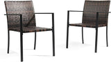 VINGLI Stackable Wicker Chairs Outdoor Dining Chairs Set of 2 - Photo 1