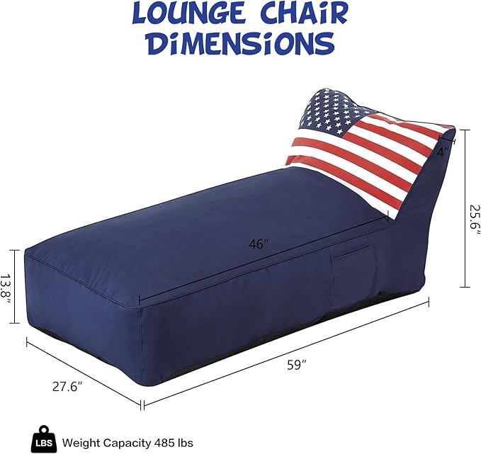 Outdoor Chaise Lounge Chair, Sunbed UV Resistant American Flag Sofa Couch Patio Waterproof Outside Sunlounge Reclining - Photo 2