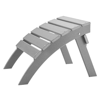 VEVOR Adirondack Ottoman, 21.5L x 18.9W x 14.8H Inch HDPE Plastic Folding Adirondack Ottoman, Weather-Resistant Foot Rest for Adirondack Chair, Widely Used for Outside Porch Pool Lawn Backyard, Gray