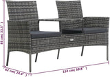 vidaXL Modern 2-Seater Patio Sofa with Tea Table - Weather-Resistant & Lightweight - Poly Rattan Outdoor Furniture Set - Photo 8