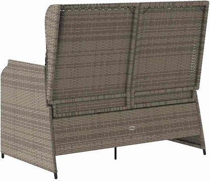 Gray Poly Rattan Garden Bench with Cushion, Adjustable Reclining Backrest and Weather-Resistant Outdoor Furniture for Patio, Modern Minimalist Design with Sturdy Metal Frame