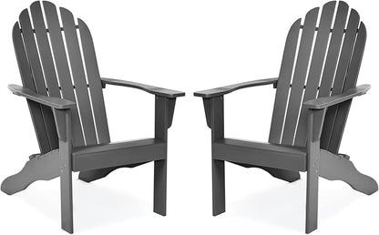 Tangkula Adirondack Chair, Acacia Wood Adirondack Lounger Chair, Outdoor Armchairs with Slatted Seating, Weather Resistant