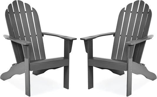 Tangkula Adirondack Chair, Acacia Wood Adirondack Lounger Chair, Outdoor Armchairs with Slatted Seating, Weather Resistant