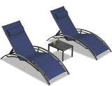 PURPLE LEAF Patio Chaise Lounge Set Outdoor Beach Pool Sunbathing Lawn Lounger Recliner Outside Tanning Chairs with Arm - Photo 9
