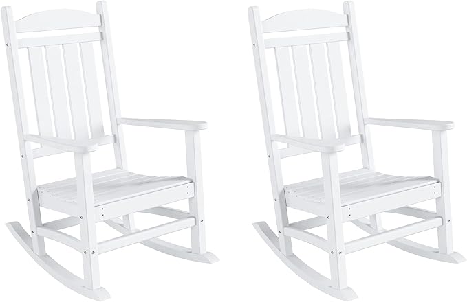 WestinTrends Malibu 3-Piece Set Outdoor/Patio Rocking Chairs (2 Seater), White