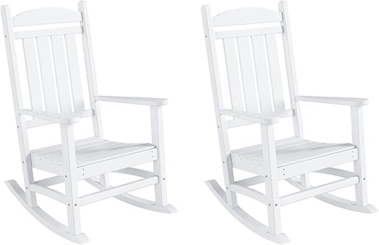 WestinTrends Malibu 3-Piece Set Outdoor/Patio Rocking Chairs (2 Seater), White