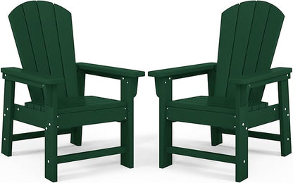 Costaelm Kids Lawn Chair Set of 2, Toddler Outdoor Chair Kids Patio Furniture and Outdoor Children Picnic Activity Baby Adirondack Chairs Set of 2 for Garden, Patio, Backyard & Beach, Dark Green