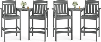 Soohow Tall Adirondack Chairs Set of 4, HDPE Adirondack Bar Stools with Connecting Tray, Bar Height Adirondack Chair Patio Barstool, Ideal All Weather Tall Patio Chair for Balcony, Poolside, Backyard