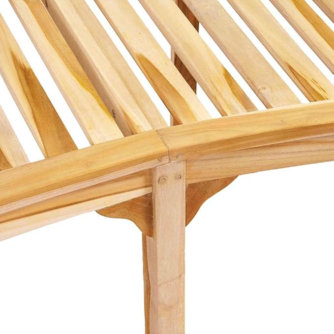 Natural Teak Solid Wood Large Durable Garden Bench with Elegant Banana Shape, Comfortable Ergonomic Seating for Outdoor and Indoor Use, Weather Resistant Furniture for Patio
