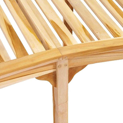 Natural Teak Solid Wood Large Durable Garden Bench with Elegant Banana Shape, Comfortable Ergonomic Seating for Outdoor and Indoor Use, Weather Resistant Furniture for Patio