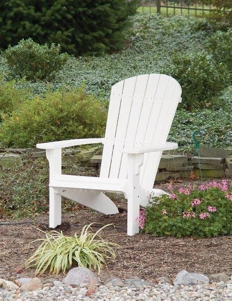 Leisure Lawns Poly Plastic Fanback Adirondack Chair, Outdoor Patio Chair - Amish Made in USA (White)