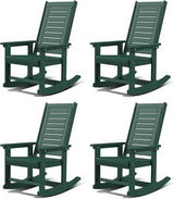 GREENVINES Outdoor Rocking Chairs | Set of 4 | Porch Rocker | HDPE Plastic | Forest | Oversized Rockers | High Back - Photo 1