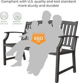 Grand patio 52" Farmhouse Outdoor Bench, Garden Benches with Rust Free Metal Powder Coated Frame and Aluminum Backrest - Photo 4