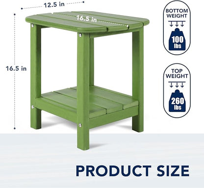 Nalone Adirondack Side Table, 16.5" Outdoor End Table, HDPE Plastic, Small for Patio (Lime)