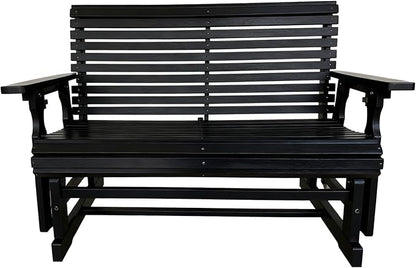 HDPE Patio Glider, Poly Lumber Weather-Resistant Outdoor Glider Bench, for Patio, Porch, Yard (Carbon Black, 2-Seater)