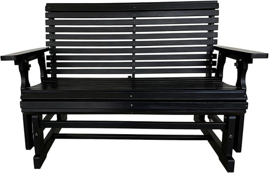 HDPE Patio Glider, Poly Lumber Weather-Resistant Outdoor Glider Bench, for Patio, Porch, Yard (Carbon Black, 2-Seater)