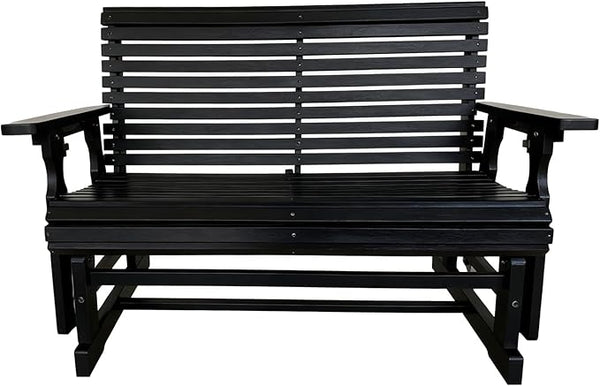HDPE Patio Glider, Poly Lumber Weather-Resistant Outdoor Glider Bench, for Patio, Porch, Yard (Carbon Black, 2-Seater) - Photo 1