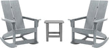 Flash Furniture Set of 2 Finn Modern Commercial Grade Adirondack Rocking Chairs - All-Weather Gray Poly Resin Wood - Photo 1