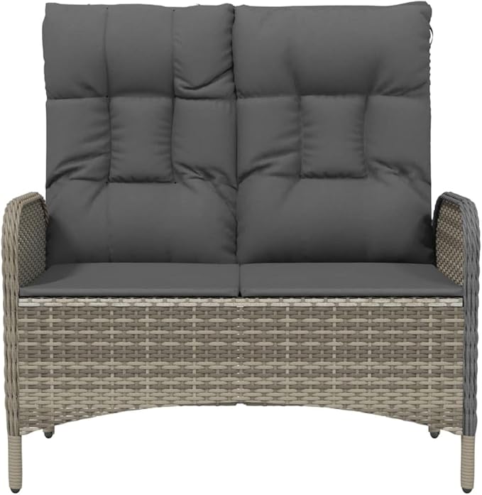 Garden Bench Deck Bench Reclining Patio Bench with Cushions 42.1" Poly Rattan Gray - Photo 4