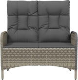 Garden Bench Deck Bench Reclining Patio Bench with Cushions 42.1" Poly Rattan Gray - Photo 4