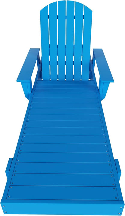 WestinTrends Dylan HDPE Outdoor Patio Poly Adirondack Reclining Chaise Lounge with Arms, Pacific Blue