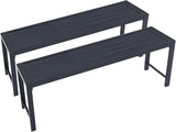 VICLLAX Outdoor Bench 2 Pieces, 51" Long Garden Bench, Backless Porch Patio Bench Metal Park Bench, Black - Photo 1