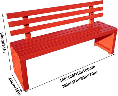 Outdoor Benches Outdoor Metal Garden Bench Patio Bench for Outside Park Picnic Yard Front Porch Backyard Weatherproof with Backrest(Blue,180cm/70in)