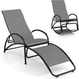 Giantex 2-in-1 Outdoor Rocking Chair, Convertible Lounge Chair with 4-Position Adjustable Backrest, Curved Armrests - Photo 1
