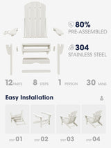 KINGYES Adjustable Folding Adirondack Chair with Footrest & 4-in-1 Multi-Functional Armrest Organizer - Photo 7