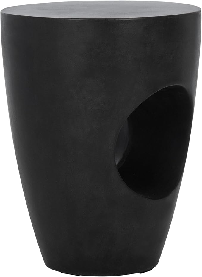 Safavieh Outdoor Aishi Black Modern Concrete Round Accent Table - Photo 4