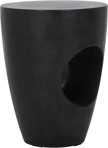 Safavieh Outdoor Aishi Black Modern Concrete Round Accent Table