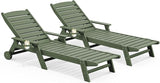 SERWALL Patio Chaise Lounge Chair Set of 2, 78'' Long 5-Positions Adjustable HDPE Outdoor Lounger for Pool - Photo 1