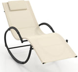Giantex Outdoor Rocking Lounge Chair, Zero Gravity Rocking Chair with Removable Headrest, Breathable Backrest & Seat - Photo 1