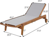 Christopher Knight Home Tristy Chaise Lounge Chair Outdoor, Acacia Wood Frame Sunbathing Pool Lounger - Photo 2