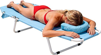 MOPHOTO Beach Tanning Chair, 5-Position Tanning Chair with Padded Face-Hole, Heavy Duty Folding Chaise Lounge for Beach, Pool, Patio & Sunbathing