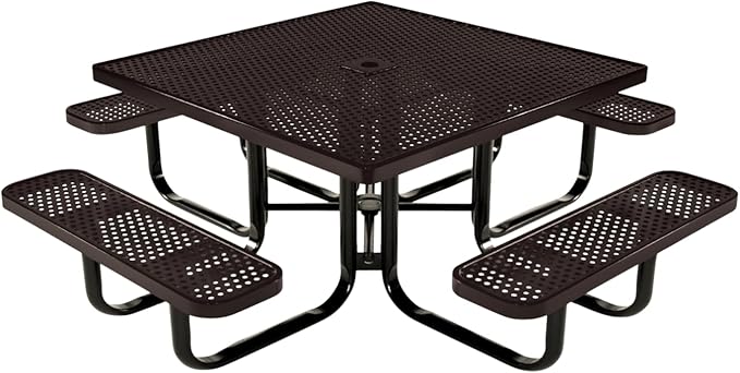 COATEDOUTDOORFURNITURE Heavy-Duty Portable Outdoor Kids Table with Umbrella Hole, Punched Steel Kids Picnic Table - Photo 1
