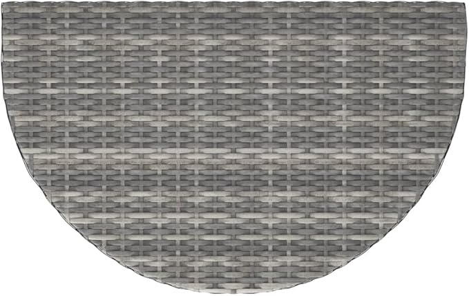 Grey Poly Rattan Garden Table with Powder-Coated Steel Frame, Modern Design and Weather Resistant for Outdoor Dining - Photo 7