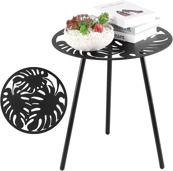 1 Pack Extra-Large Metal Outdoor Side Tables 18 Inches Outside End Table for Patio Round Accent Garden Corner Table for - Photo 1