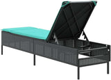 Modern Outdoor Chaise Lounge Chair Black Cream White 78"x21.7"x15" Poly Rattan Adjustable Backrest 5 Positions Steel - Photo 5