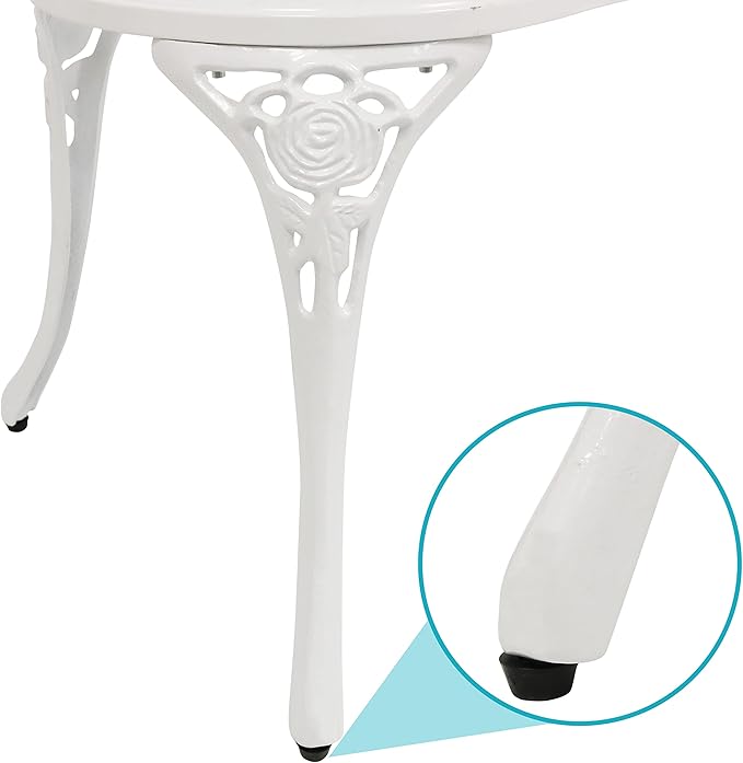 Sunnydaze 2-Person Classic Rose Cast Aluminum White Outdoor Garden Bench