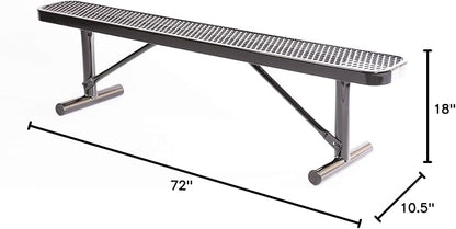 COATEDOUTDOORFURNITURE Coated Outdoor Furniture Heavy-Duty Portable Outdoor Bench Thermoplastic Coated, Expanded Metal, Commercial-Grade Seating, Made in America (Portable Without Back, 6 Ft, Black)
